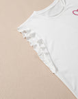 Ensemble de détente avec débardeur à volants rose et pantalon à imprimé cœur