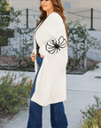 Beige Flower Embroidered Drop Shoulder Open Front Duster Cardigan - Toi ‘n’ Moi Ltd