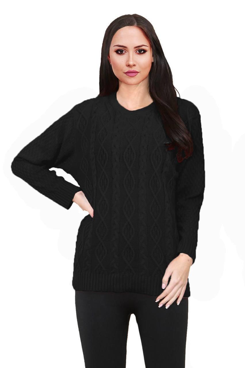 Women Long Sleeve Chunky Cable Knitted Crew Neck Winter Sweater Jumper Top - Toi ‘n’ Moi Ltd