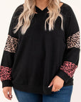 Black Plus Size Leopard Patchwork Strappy Neck Top - Toi ‘n’ Moi Ltd