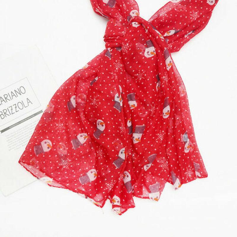 Womens Ladies Christmas Festive Scarf Santa Claus Snowman Print Winter Gifts UK - Toi ‘n’ Moi Ltd