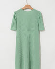 Robe t-shirt à manches bouffantes et imprimé trèfle vert menthe