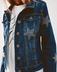 Giacca in denim con decorazione a stella in lavaggio medio