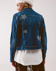 Giacca in denim con decorazione a stella in lavaggio medio