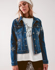 Giacca in denim con decorazione a stella in lavaggio medio