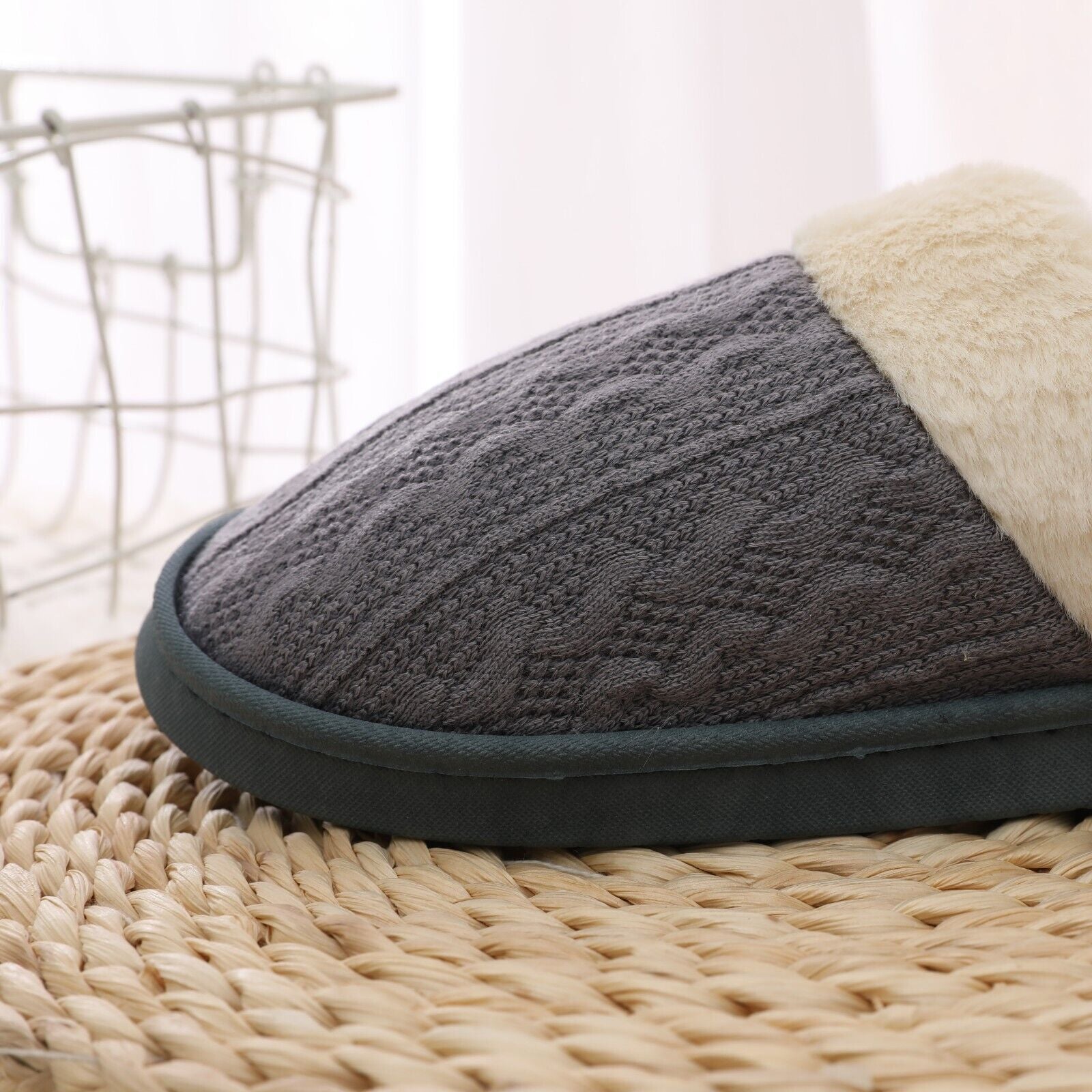 LADIES WOMENS WARM FAUX FUR LINED COMFY HARD SOLE OUTDOOR SLIPPERS SHOES SIZE - Toi ‘n’ Moi Ltd