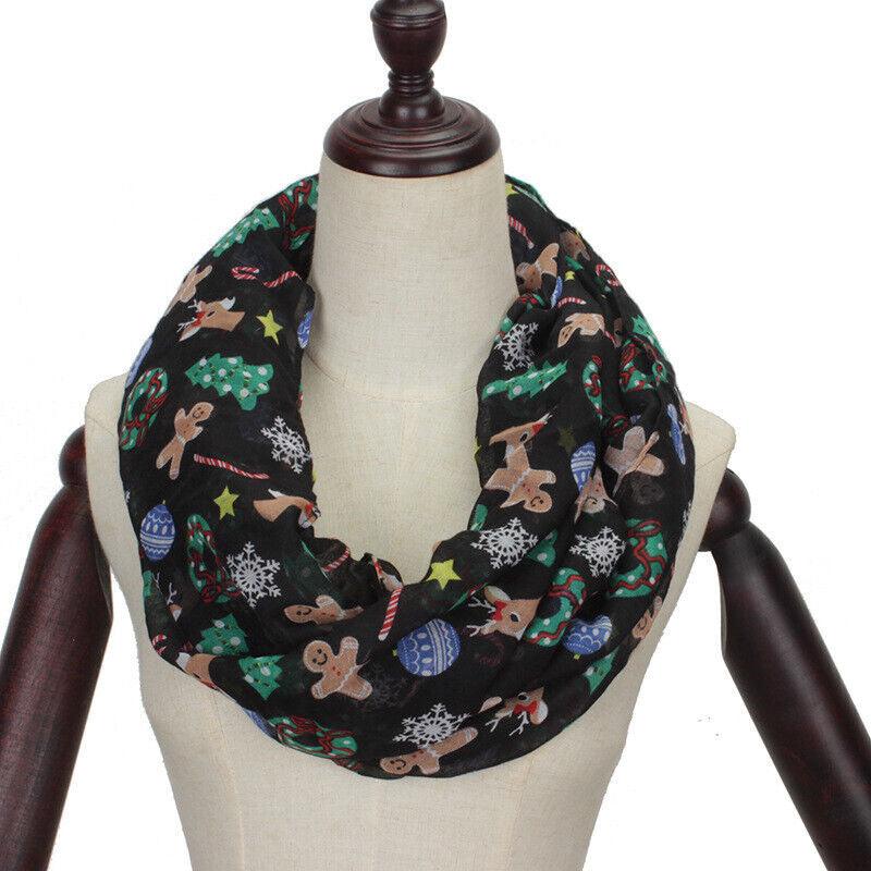Womens Ladies Christmas Festive Scarf Santa Claus Snowman Print Winter Gifts UK - Toi ‘n’ Moi Ltd