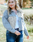 Blue Plus Size Leopard Ripped Cropped Denim Jacket - Toi ‘n’ Moi Ltd