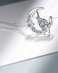 Women Crystal Moon Cat Pendant Chain Necklace 925 Sterling Silver Jewellery UK - Toi ‘n’ Moi Ltd