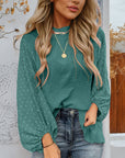 Skobeloff Swiss Dot Balloon Sleeve Loose Blouse