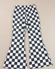 Black Checkerboard High Rise Casual Flared Pants - Toi ‘n’ Moi Ltd
