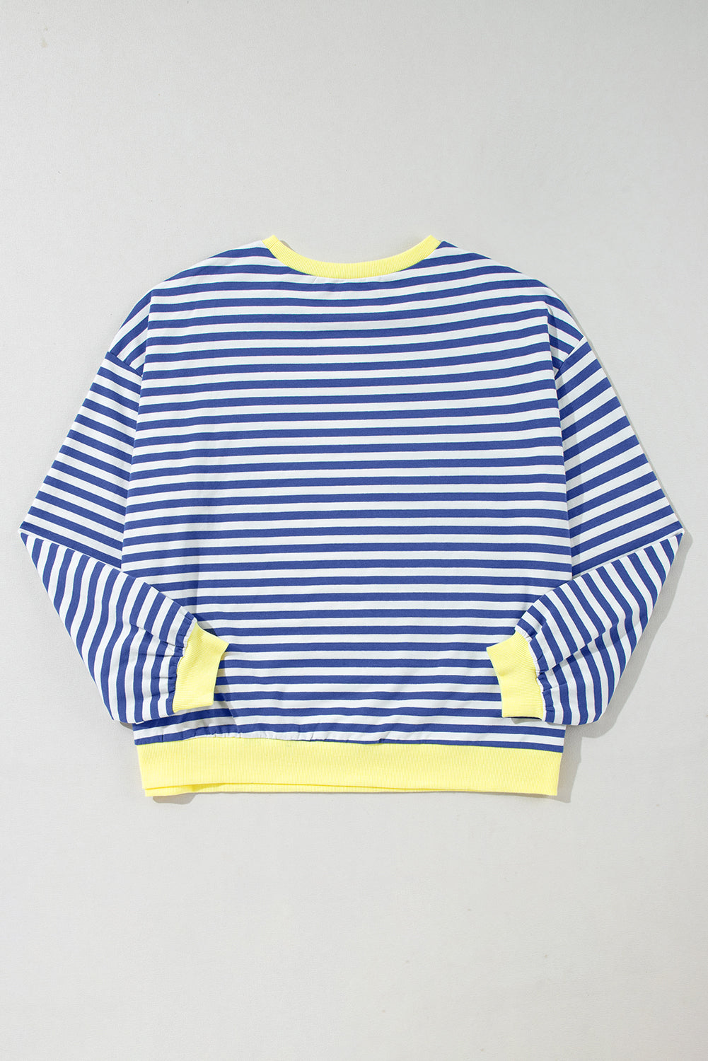 Blue Stripe Oversized Contrast Trim Pullover Sweatshirt - Toi ‘n’ Moi Ltd
