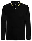 Mens Tipping Pique Polo Shirt Top Long Sleeve Work Collared Casual Office Wear - Toi ‘n’ Moi Ltd