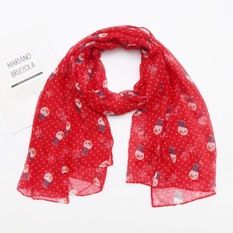Womens Ladies Christmas Festive Scarf Santa Claus Snowman Print Winter Gifts UK - Toi ‘n’ Moi Ltd