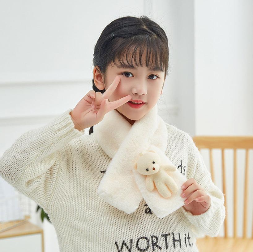 Fur Plush Thicken Kids Gift Plush Scarf Warm Bib Bear Cross Scarf Neckerchief UK - Toi ‘n’ Moi Ltd