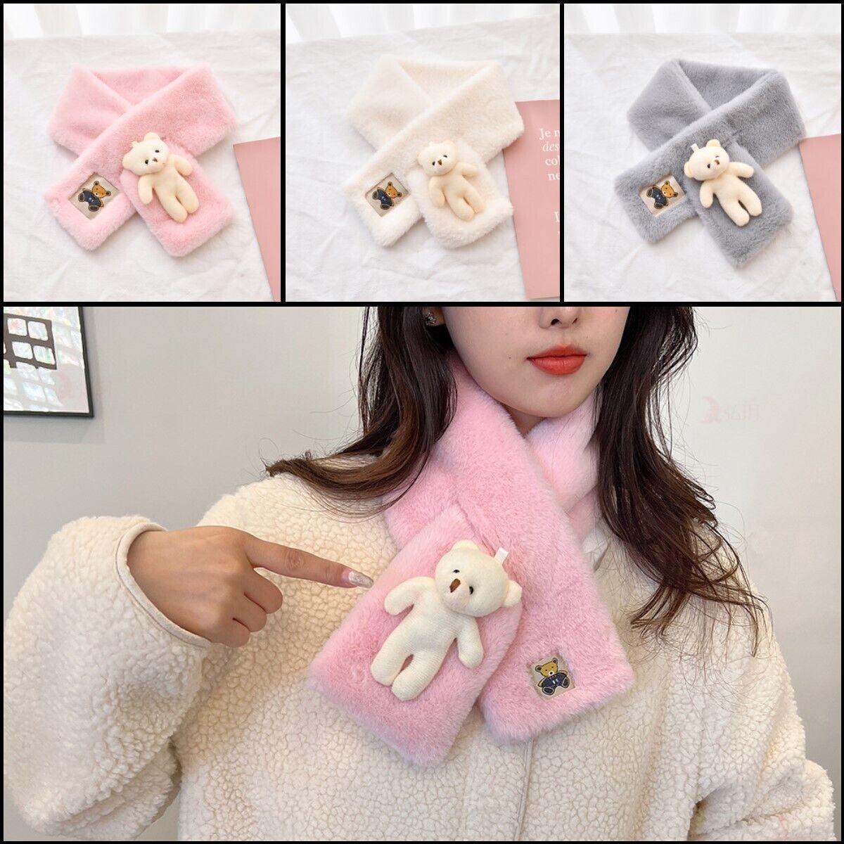 Fur Plush Thicken Kids Gift Plush Scarf Warm Bib Bear Cross Scarf Neckerchief UK - Toi ‘n’ Moi Ltd