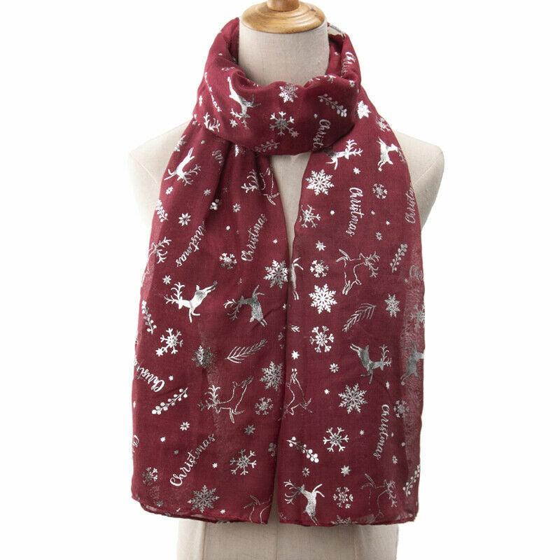 Womens Ladies Christmas Festive Scarf Santa Claus Snowman Print Winter Gifts UK - Toi ‘n’ Moi Ltd