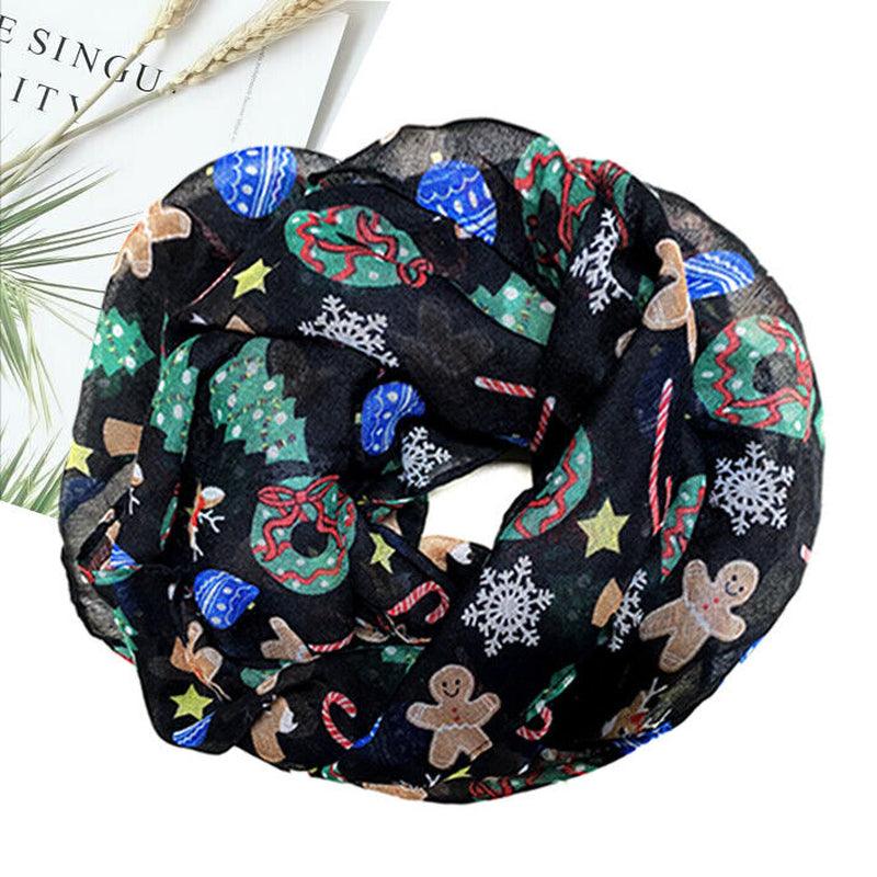 Womens Ladies Christmas Festive Scarf Santa Claus Snowman Print Winter Gifts UK - Toi ‘n’ Moi Ltd