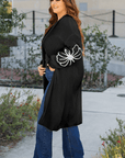 Beige Flower Embroidered Drop Shoulder Open Front Duster Cardigan - Toi ‘n’ Moi Ltd