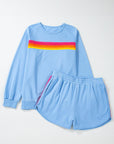 Beau Blue Striped Accent Pullover and Shorts Two Piece Casual Set - Toi ‘n’ Moi Ltd