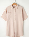 Black Plain Half Button Collared Pocket Loose Romper - Toi ‘n’ Moi Ltd