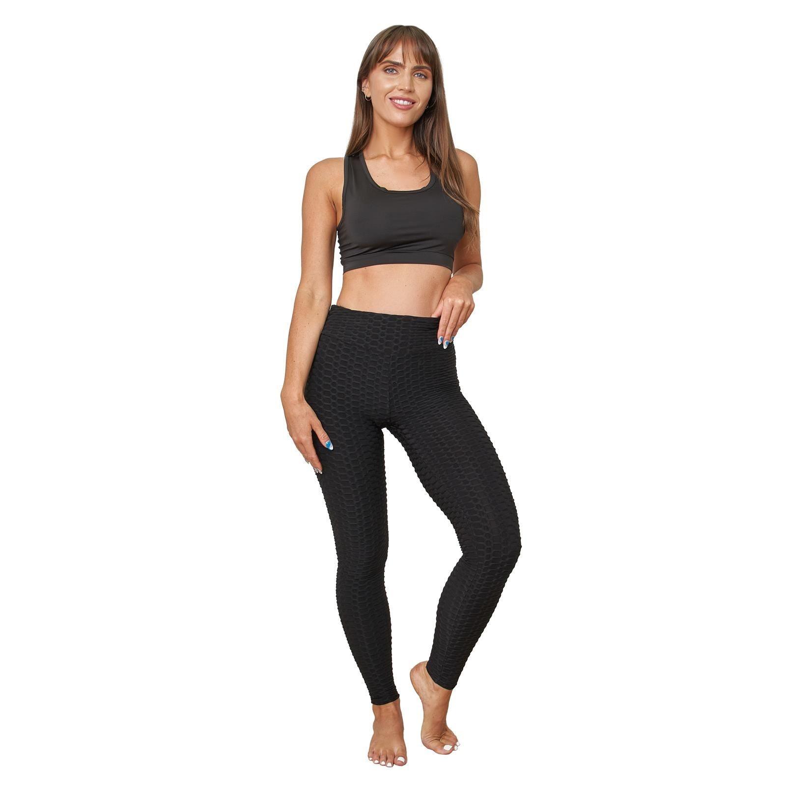 OHS Honeycomb Leggings Push up High Waist Gym Yoga Women Anti-Cellulite Pants UK - Toi ‘n’ Moi Ltd