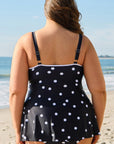 Black Polka Dot Trim V Neck Plus Size Swim Dress - Toi ‘n’ Moi Ltd