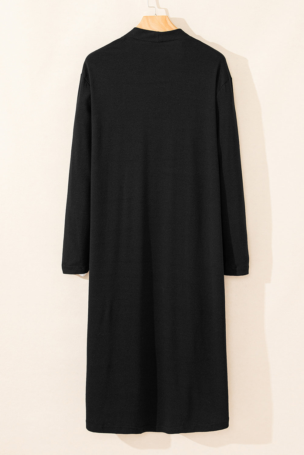 Black Solid Color Open Front Cardigan with Pocket - Toi ‘n’ Moi Ltd