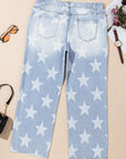Beau Blue High Waist Star Pattern Plus Size Jeans - Toi ‘n’ Moi Ltd