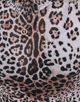 Brown Leopard Smocked Neck Mesh Long Sleeve Bodysuit - Toi ‘n’ Moi Ltd