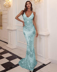 Marissa Aqua Sequin Gown