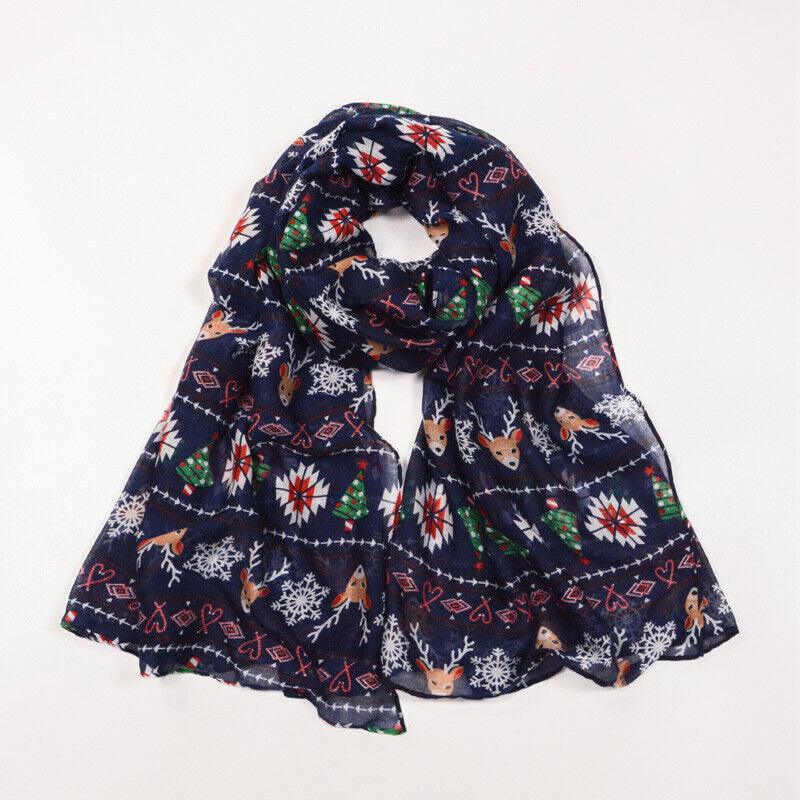Womens Ladies Christmas Festive Scarf Santa Claus Snowman Print Winter Gifts UK - Toi ‘n’ Moi Ltd