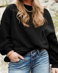 Black Loose Patchwork Crewneck Plus Size Sweatshirt - Toi ‘n’ Moi Ltd