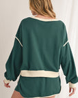 Black Contrast Trim Loose Pullover and Lace-up Waist Skort Set - Toi ‘n’ Moi Ltd