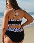 Black 2pcs Leopard Patchwork Plus Size High Waisted Swimsuit - Toi ‘n’ Moi Ltd