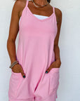 Combinaison rose en jersey sans manches avec poches et col en V