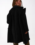 Faux Suede Oversized Coat in Black