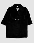 Faux Suede Oversized Coat in Black