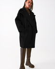Faux Suede Oversized Coat in Black