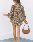 Light French Beige Oversized Leopard Print Balloon Sleeve Casual Shirt