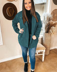 Black Plus Size Button Zipped Corduroy Jacket - Toi ‘n’ Moi Ltd