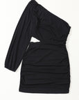 Black Asymmetric One Shoulder Cutout Bodycon Dress - Toi ‘n’ Moi Ltd