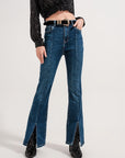 Flare Jeans With Split Hem