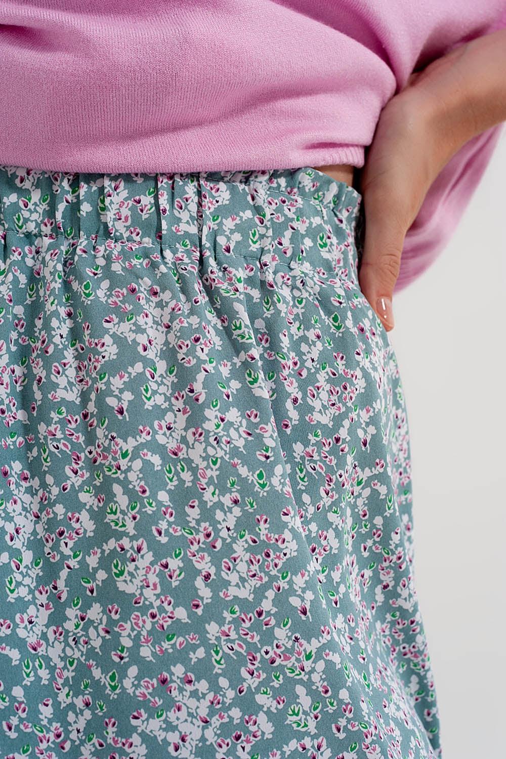 Floral Flounce Co-Ord Mini Skirt in Green - Toi ‘n’ Moi Ltd