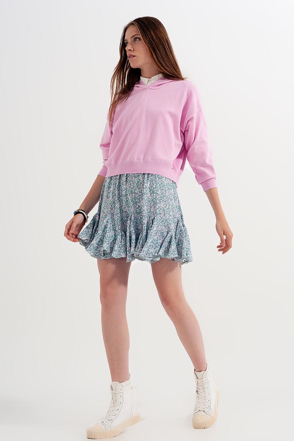 Floral Flounce Co-Ord Mini Skirt in Green - Toi ‘n’ Moi Ltd