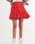 Floral Flounce Co-Ord Mini Skirt in Red - Toi ‘n’ Moi Ltd