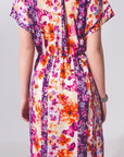 Flower Print Front Knot Maxi Dress in Multicolour