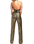 Gold Sequin Striped Jumpsuit