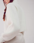 High Neck Jumper With Balloon Sleeve in Cream