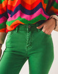 High Waist Flare Jean in Green